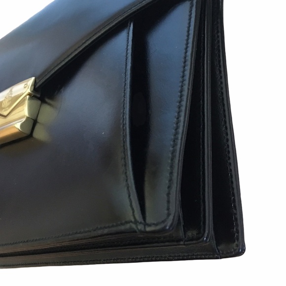 *hp* Vtg Mark Cross 1990s Black Leather Bag Purse - Picture 14 of 16